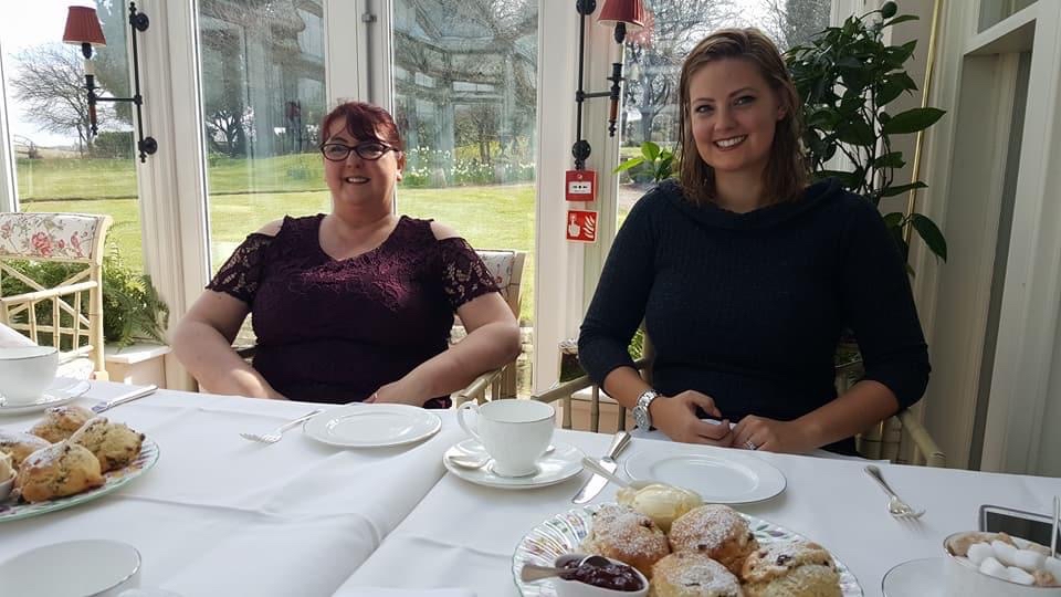 Krystal, an employee of ihear Australia, sits down to brunch with her mother